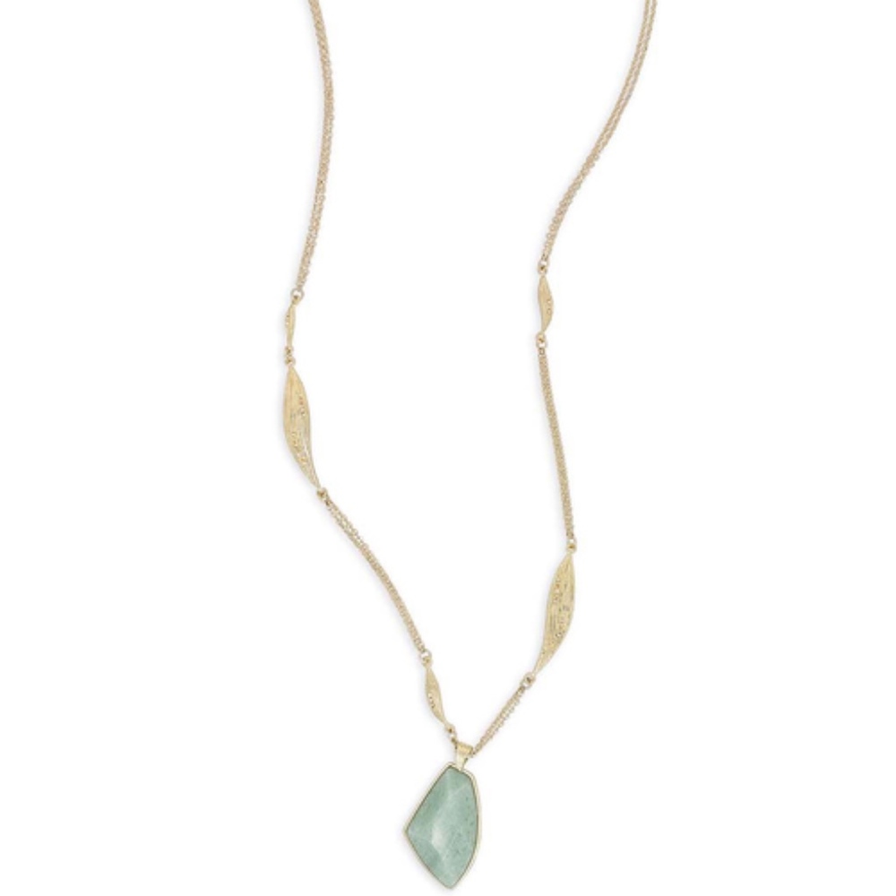 Gilded Reeds Aventurine Long Pendant-n180g